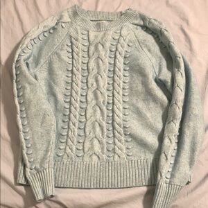 Women's Light Blue Cable Knit Sweater
